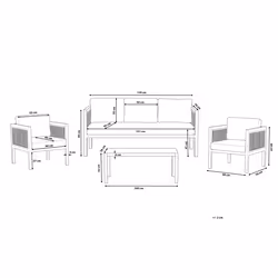 Garden Lounge Set with Table 5 Seater BORELLO Metal White