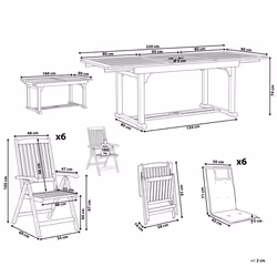 Garden Dining Set 6 Seater JAVA with Cushions Acacia Wood Off-White