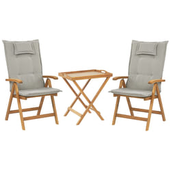 Bistro Set with Cushions Folding JAVA Wood Taupe