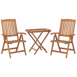 Bistro Set with Cushions Folding JAVA Wood Taupe
