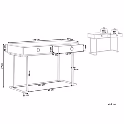 Console Table Home Office Desk WESTPORT White/ Gold 115 cm 50 cm with Storage