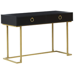 Console Table Home Office Desk WESTPORT Black/ Gold 115 cm 50 cm with Storage