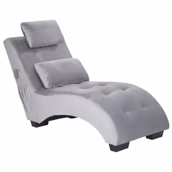 Chaise Longue SIMORRE Velvet Grey with Built-In Bluetooth Speaker