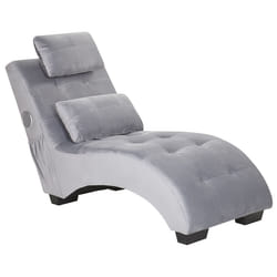 Chaise Longue SIMORRE Velvet Grey with Built-In Bluetooth Speaker