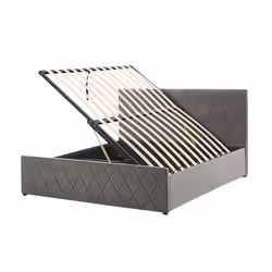Ottoman Bed Velvet ROCHEFORT 140 x 200 cm (EU Double) Grey