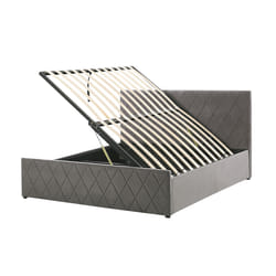 Ottoman Bed Velvet ROCHEFORT 140 x 200 cm (EU Double) Grey