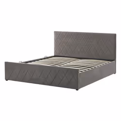 Ottoman Bed Velvet ROCHEFORT 140 x 200 cm (EU Double) Grey