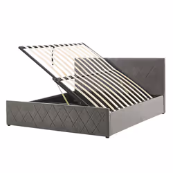 Ottoman Bed Velvet ROCHEFORT 160 x 200 cm (EU King Size) Grey