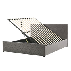 Ottoman Bed Velvet ROCHEFORT 160 x 200 cm (EU King Size) Grey
