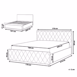Ottoman Bed Velvet ROCHEFORT 160 x 200 cm (EU King Size) Grey