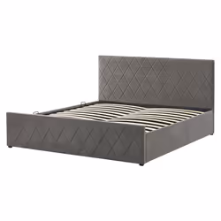 Ottoman Bed Velvet ROCHEFORT 160 x 200 cm (EU King Size) Grey