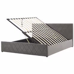 Ottoman Bed Velvet ROCHEFORT 180 x 200 cm (EU Super King) Grey