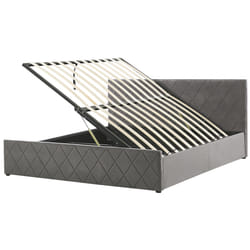 Ottoman Bed Velvet ROCHEFORT 180 x 200 cm (EU Super King) Grey