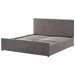 Ottoman Bed Velvet ROCHEFORT 180 x 200 cm (EU Super King) Grey