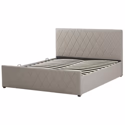 Ottoman Bed Faux Leather ROCHEFORT 180 x 200 cm (EU Super King) Taupe