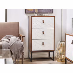 3 Drawer Chest NUEVA Dark Brown/ White