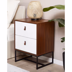 2 Drawer Bedside Table NUEVA Dark Brown/ White