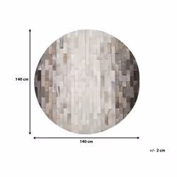 Round Cowhide Area Rug 140 cm Brown and Beige DUTLAR