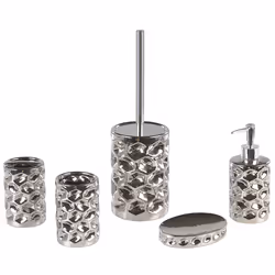 5-Piece Bathroom Accessories Set TIRUA Ceramic Silver