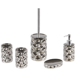 5-Piece Bathroom Accessories Set TIRUA Ceramic Silver