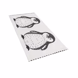 Kids Rug Penguin Print 60 x 90 cm Black and White HAJDARABAD