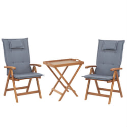Bistro Set with Cushions Folding JAVA Wood Blue