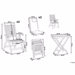 Bistro Set with Cushions Folding JAVA Wood Blue