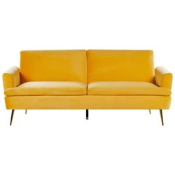Sofa Bed VETTRE Velvet Yellow 3 Seater