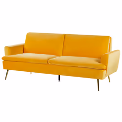 Sofa Bed VETTRE Velvet Yellow 3 Seater