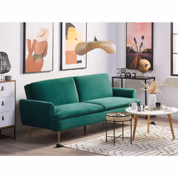 Sofa Bed VETTRE Velvet Dark Green 3 Seater