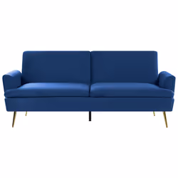 Sofa Bed VETTRE Velvet Navy Blue 3 Seater
