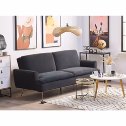 Sofa Bed VETTRE Velvet Black 3 Seater