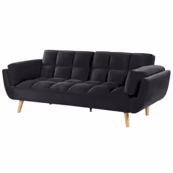Sofa Bed ASBY Velvet Black 3 Seater