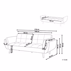 Sofa Bed ASBY Velvet Black 3 Seater