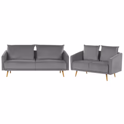 Living Room Set MAURA Velvet Grey 5 Seater