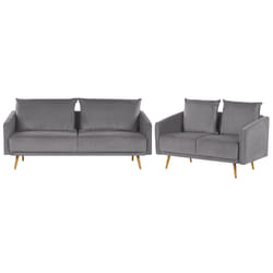 Living Room Set MAURA Velvet Grey 5 Seater