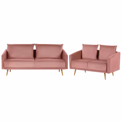 Living Room Set MAURA Velvet Pink 5 Seater