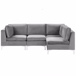 Modular Corner Sofa EVJA Velvet Grey 4 Seater Left Hand