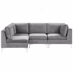 Modular Corner Sofa EVJA Velvet Grey 4 Seater Right Hand