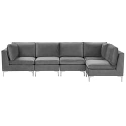 Modular Corner Sofa EVJA Velvet Grey 5 Seater Left Hand