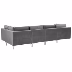 Modular Corner Sofa EVJA Velvet Grey 5 Seater Left Hand