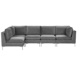 Modular Corner Sofa EVJA Velvet Grey 5 Seater Right Hand