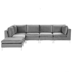 Modular Corner Sofa EVJA Velvet Grey with Ottoman 5 Seater Right Hand
