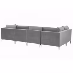 Modular Corner Sofa EVJA Velvet Grey with Ottoman 5 Seater Right Hand