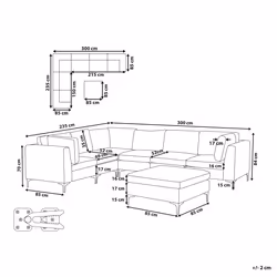 Modular Corner Sofa EVJA Velvet Grey with Ottoman 6 Seater Right Hand