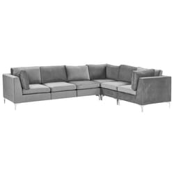 Modular Corner Sofa EVJA Velvet Grey 6 Seater Left Hand