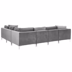 Modular Corner Sofa EVJA Velvet Grey 6 Seater Left Hand