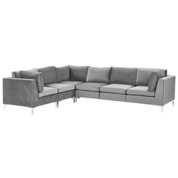 Modular Corner Sofa EVJA Velvet Grey 6 Seater Right Hand