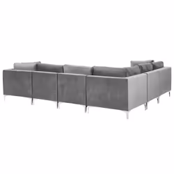 Modular Corner Sofa EVJA Velvet Grey 6 Seater Right Hand