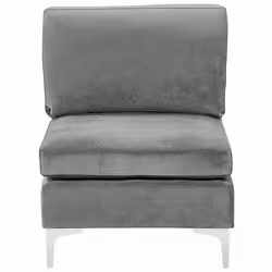 Modular U-Shape Sofa EVJA Velvet Grey with Ottoman 6 Seater